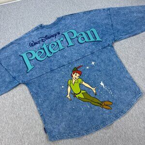 Disney Peter Pan Spirit Jersey Mens M Blue Two-Sided Long Sleeve Stonewash Rare